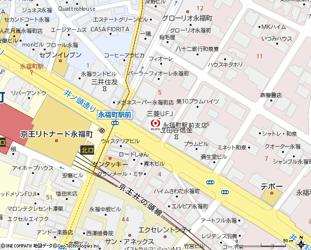 永福町駅前支店付近の地図